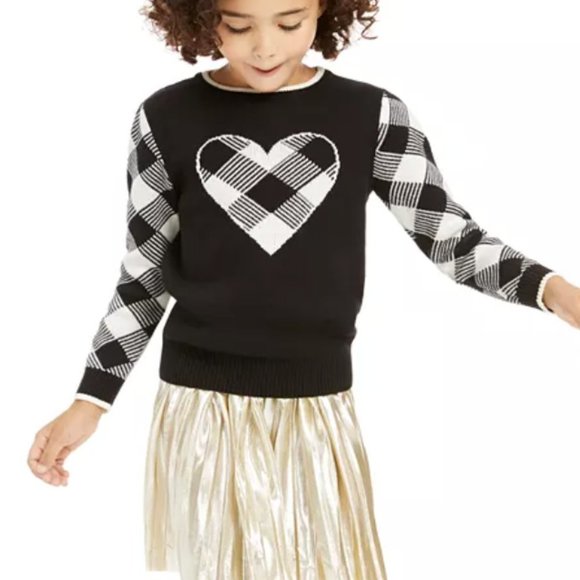 Charter Club Buffalo Check Heart Sweater - Picture 1 of 10